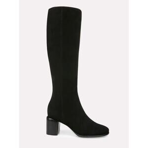 Vince Maggie Knee High Boots Black Suede Size 8 NWOB Riding Boots Round Toe